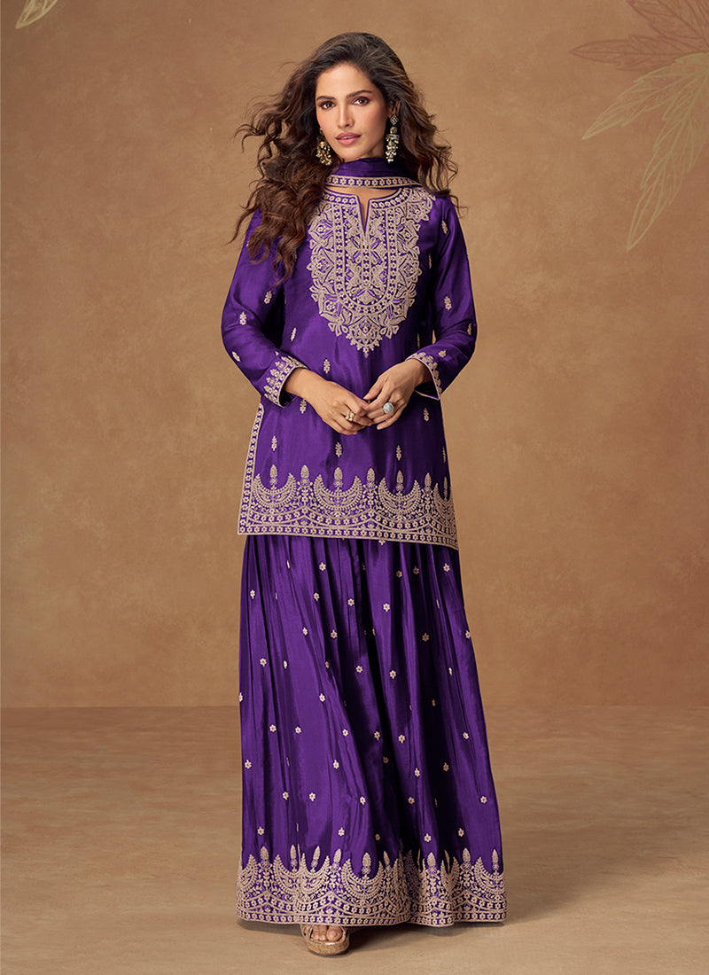 Purple Designer Gharara Style Suit