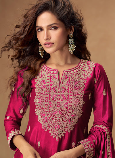 Magenta Pink Designer Gharara Style Suit