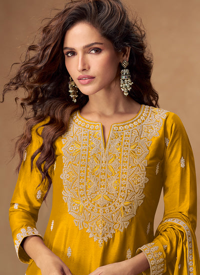 Yellow Designer Gharara Style Suit