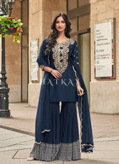Navy Blue Party Wear Gharara Suit
