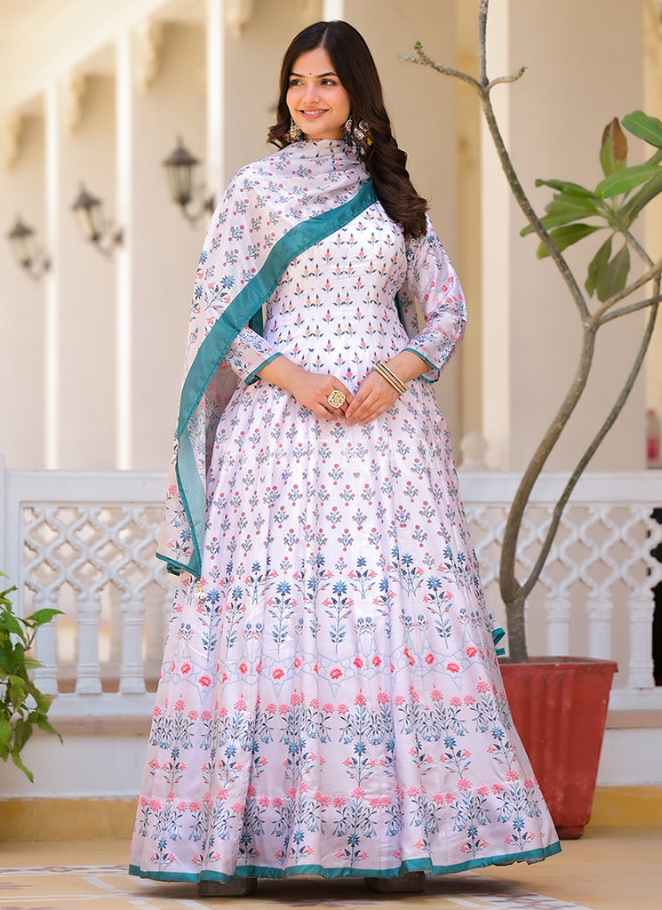 Lavender Multi-colored Digital Printed Gown