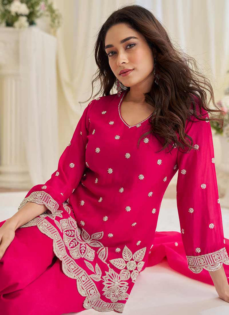 hot pink indian dresses Hot Pink Giselle Embellished Lehenga Set