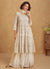 Pearl White Embroidery Anarkali Palazzo Suit