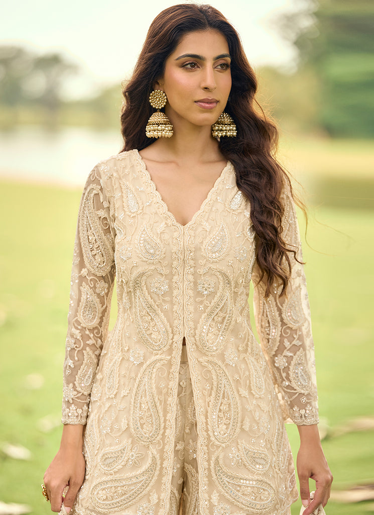 peplum style indian dresses Black Sequence Embroidery Peplum Style Sharara Suit