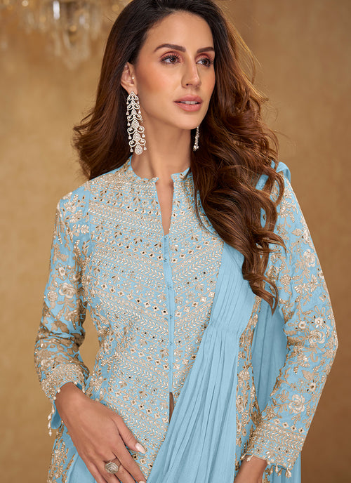 Buy Blue Ready To Ship Saree Online In USA