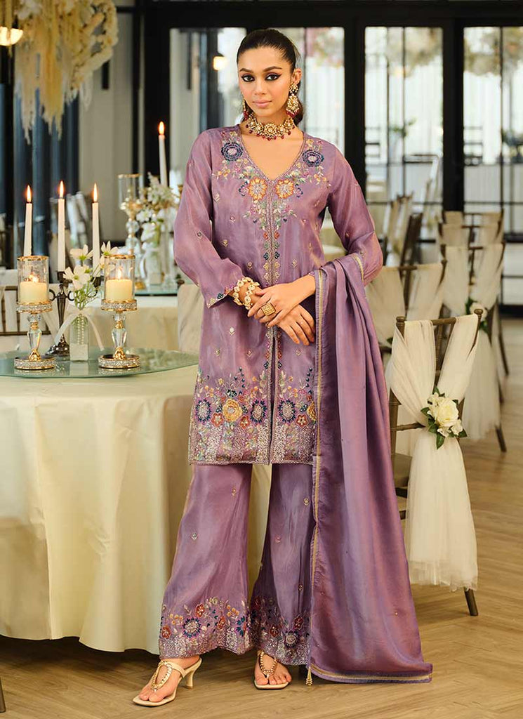 Lavender Multi Embroidered Traditional Palazzo Suit