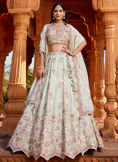 Pastel Green Embroidered Bridal Lehenga Choli