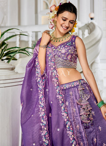 Purple Floral Embroidery Bridal Lehenga Choli