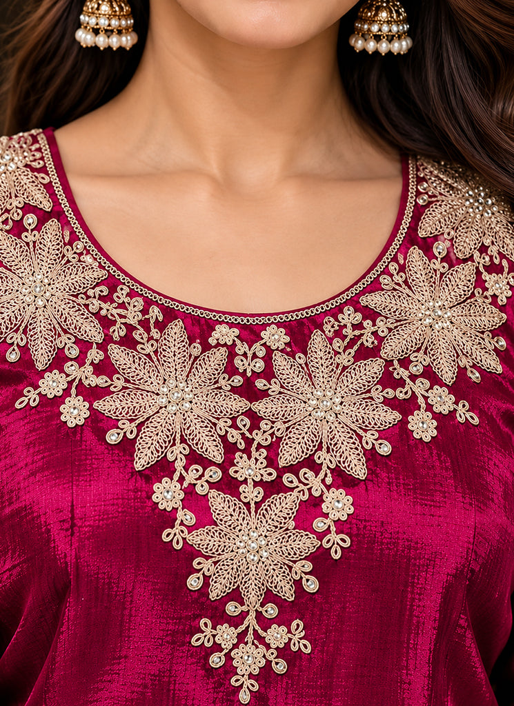 Shop Magenta Festive Lehenga Kurti Set In UK