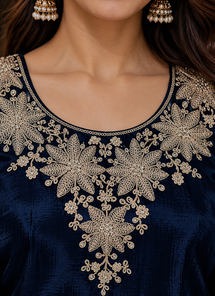 Buy Navy Blue Lehenga Kurti Set In Canada