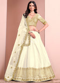 Off White Embroidered Silk Lehenga Choli