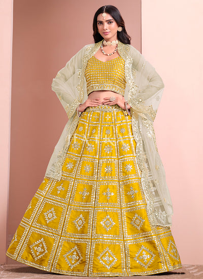 Yellow Embroidery Wedding Lehenga Choli