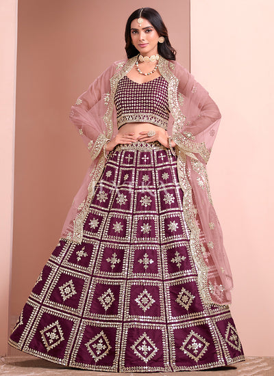 Maroon Embroidery Wedding Lehenga Choli