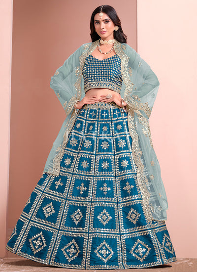 Royal Blue Embroidery Wedding Lehenga Choli