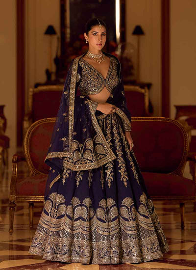 Deep Purple Traditional Embroidery Bridal Lehenga Choli