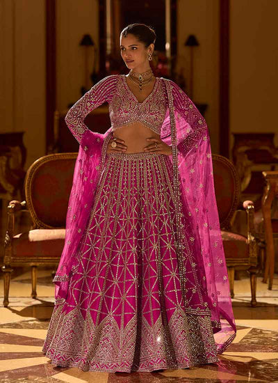 Magenta Traditional Embroidery Bridal Lehenga Choli