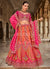 Pink And Orange Embroidery Silk Lehenga Choli