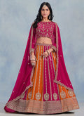 Pink And Orange Embroidered Wedding Lehenga Choli