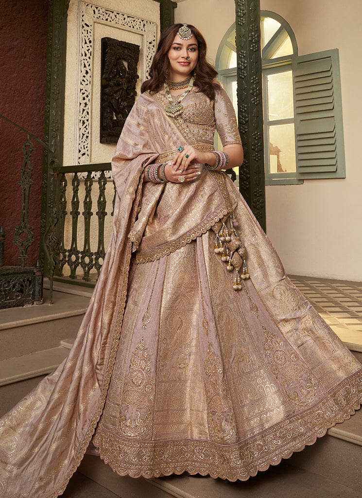 Buy Rose Pink Traditional Embroidery Bridal Lehenga Choli Online in Australia | Hatkay Buy Rose Pink Traditional Embroidery Bridal Lehenga Choli Online in Australia | Hatkay