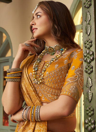 Yellow Traditional Embroidered Bridal Lehenga Choli