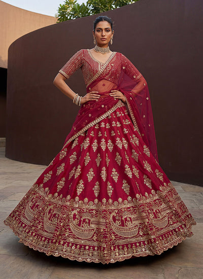 Rani Pink Traditional Embroidered Silk Lehenga Choli