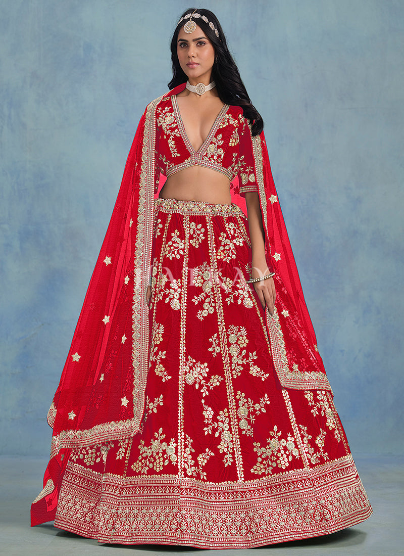 Bridal Red Embroidery Wedding Lehenga Choli