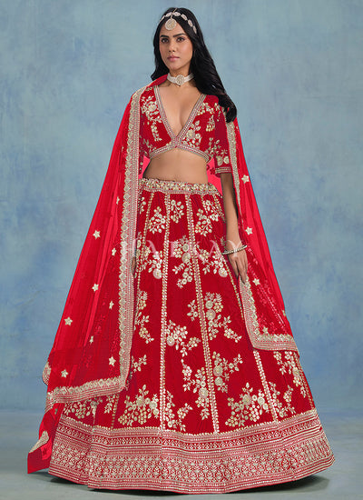 Bridal Red Embroidery Wedding Lehenga Choli