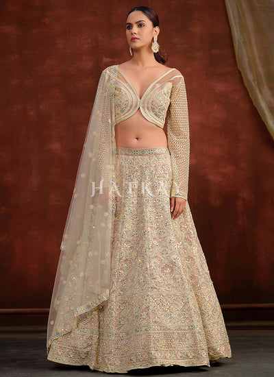 Soft Peach Multi Embroidery Lehenga Choli