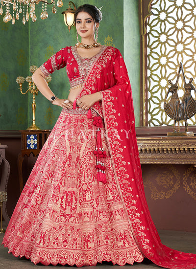 Bridal Red Embroidered Bridal Lehenga Choli