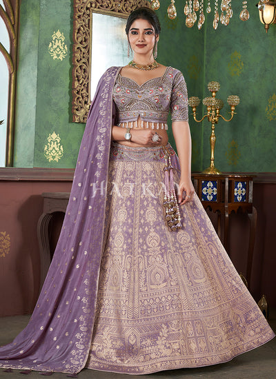 Lavender Embroidered Bridal Lehenga Choli