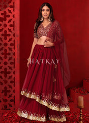 Red Golden Sequence Embroidered Lehenga Choli
