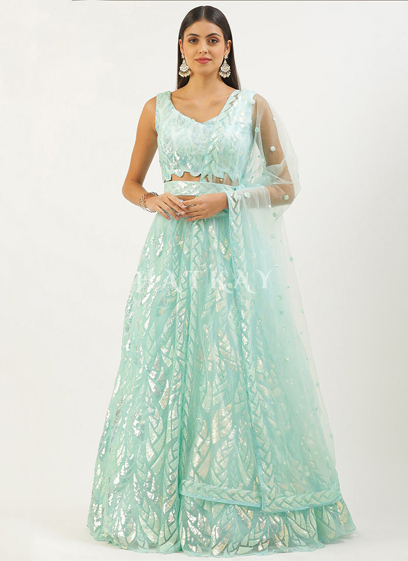 Looking for a Party lehenga online? Buy fashionable and trendy latest Indian designer lehenga available in various patterns at Hatkay.