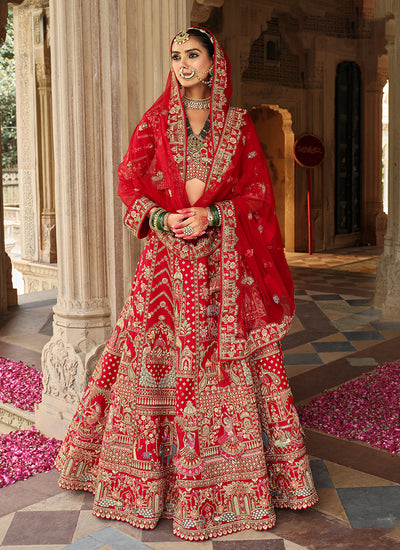 Red Traditional Embroidery Wedding Lehenga Choli