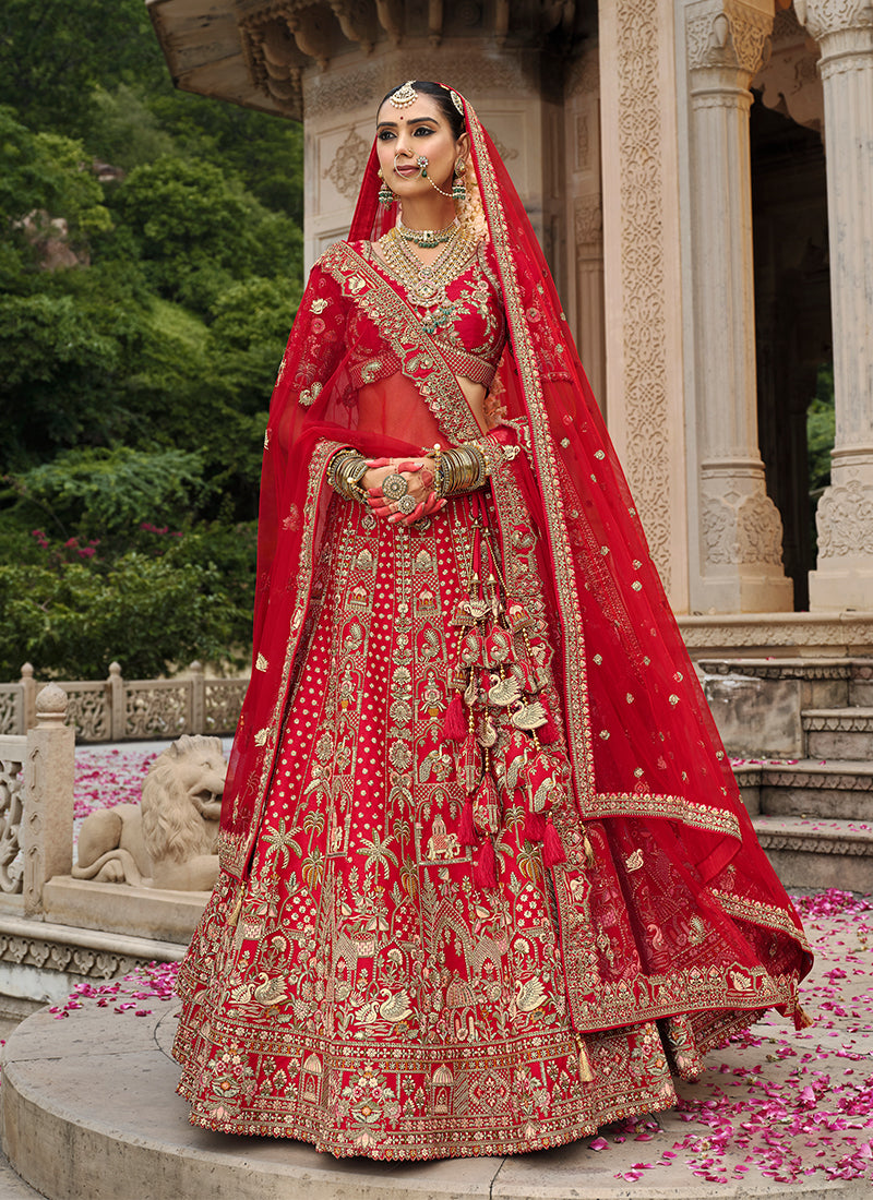 Bridal Red Traditional Embroidery Wedding Lehenga Choli