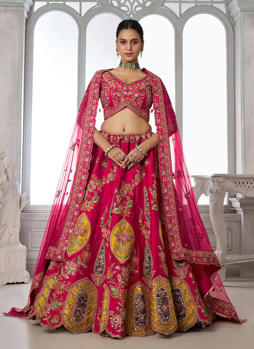 Rani Pink Embroidery Bridal Lehenga Choli