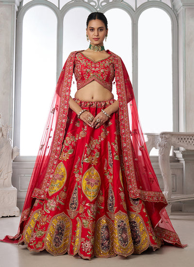 Red Embroidery Bridal Lehenga Choli