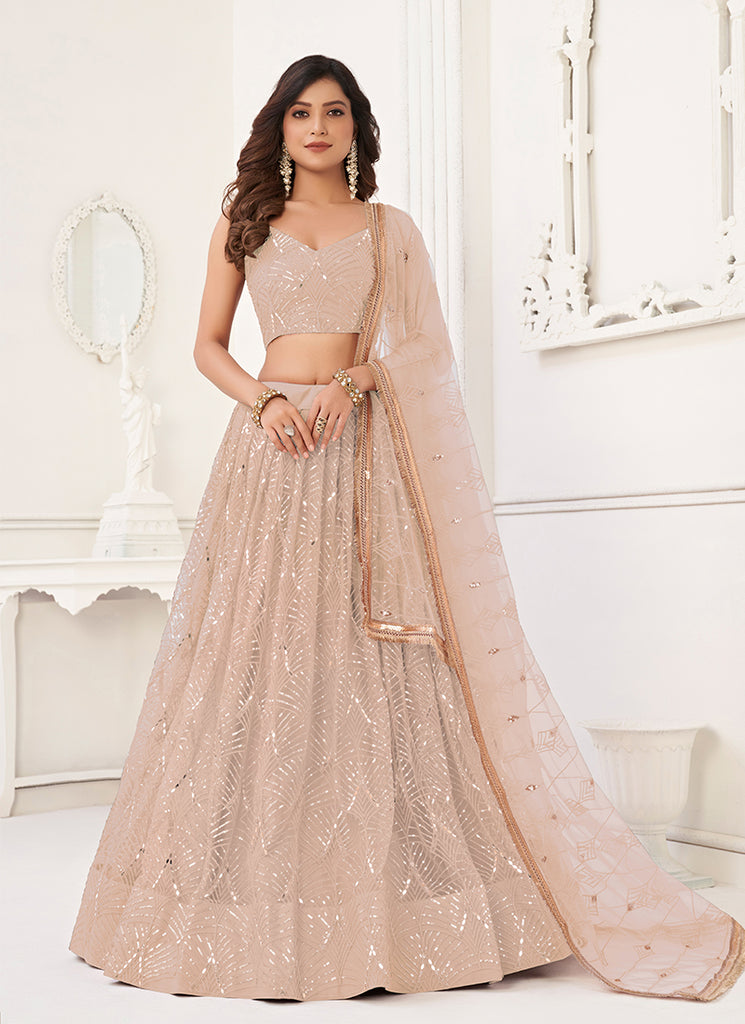 Champagne Beige Traditional Wedding Lehenga Choli