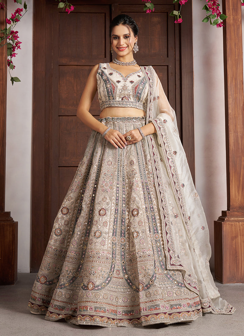 Ivory Embroidery Bridal Lehenga Choli