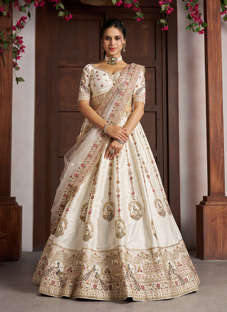 White Embroidery Bridal Lehenga Choli