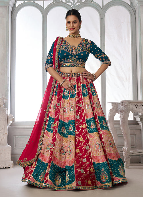 Blue Multicolor Embroidery Bridal Lehenga Choli
