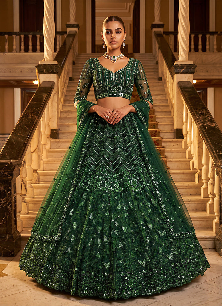 Buy Green Wedding Lehenga Choli In UK