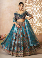 Royal Blue Traditional Embroidery Bridal Lehenga Choli