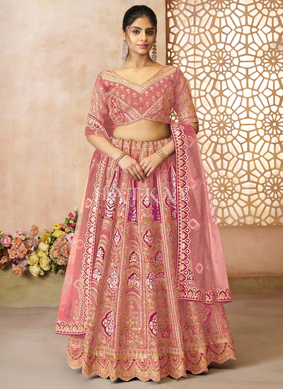 Pink Traditional Embroidery Bridal Lehenga Choli