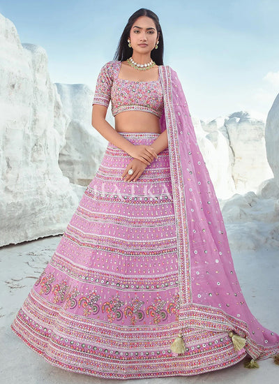 Pink Multi Embroidery Bridal Lehenga Choli