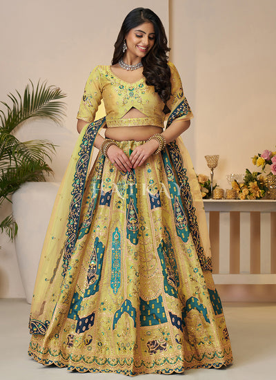 Yellow Traditional Embroidery Bridal Lehenga Choli