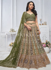 Olive Green Bridal Lehenga Choli