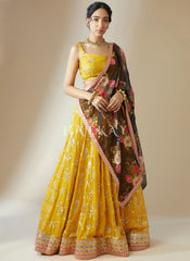 Yellow Embroidered Lehenga Choli