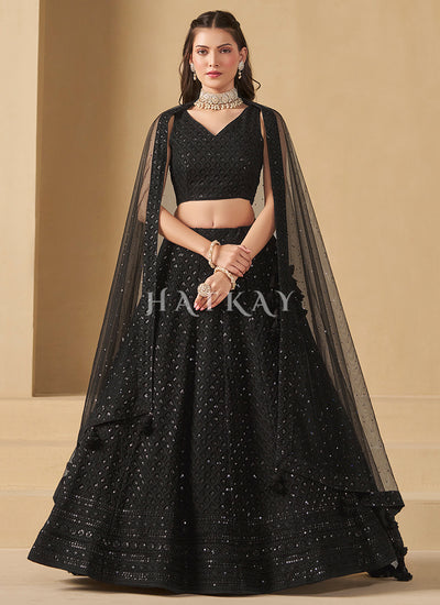Black Embroidered Party Wear Lehenga Choli