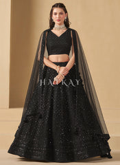 Black Embroidered Party Wear Lehenga Choli