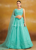 Teal Blue Embroidered Party Wear Lehenga Choli